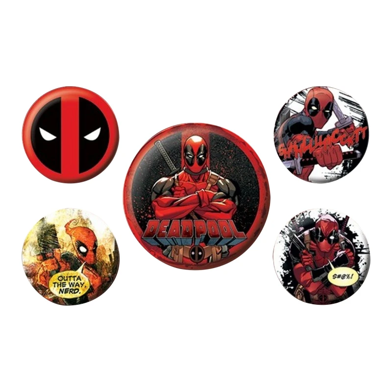 Image of Deadpool Badge Set (Pack of 5) Red