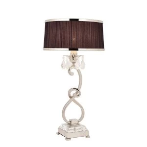 Image of 1 Light Medium Table Lamp Polished Nickel Plate with Black Shade, E14