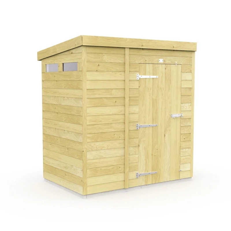 Image of Buttercup Farm 5 x 4 Feet Pent Security Shed - Single Door - L118 x W158 x H201cm in Brown Brown Unisex