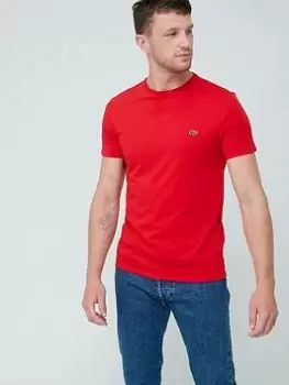 Image of Lacoste Mens Crew Neck Pima Cotton Jersey T-Shirt Size 3 - S Red
