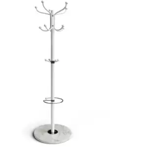 Deuba Coat Rack with Marble Base Free Standing Metal Clothes Umbrella Bag Hat Holder Hallway Stand Hanger White 1