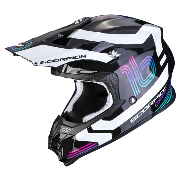 image of Scorpion VX-16 Evo Air Tub Metal Black-White Offroad Helmet Size L