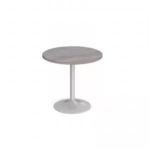 Image of Genoa circular dining table with silver trumpet base 800mm - grey oak