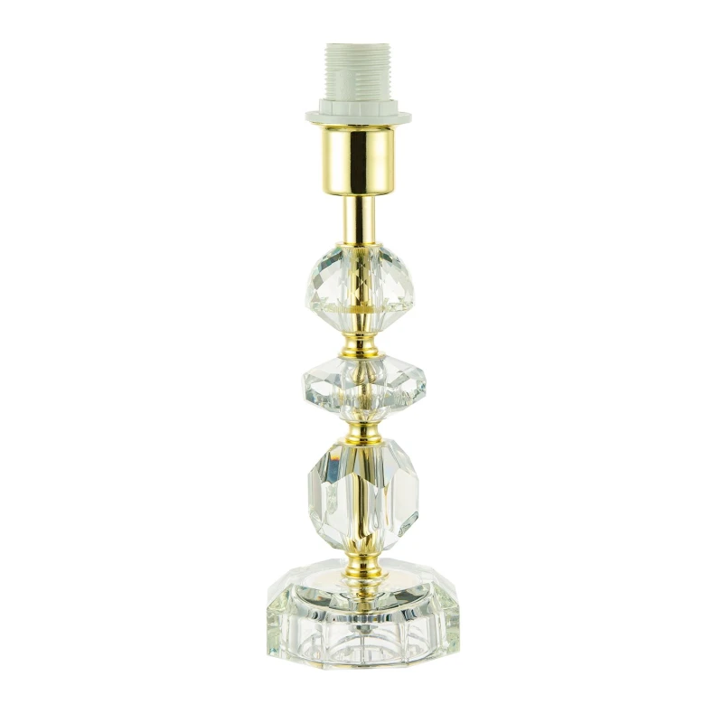 Image of Happy Homewares Modern Chic Clear K9 Crystal Glass Table Lamp with Metal Base with Faceted Moulds in Gold Gold Unisex
