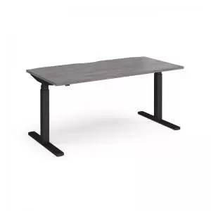 image of Elev8 Touch straight sit-stand desk 1600mm x 800mm - Black frame, grey