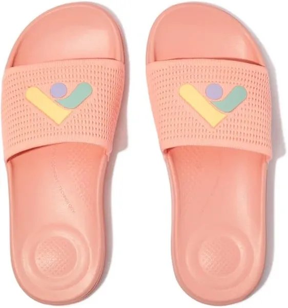 Image of Fitflop Womens iQushion Arrow Lightweight Sliders UK Size 4 (EU 37) Blushy/Multi FIT080-BLUSHM-4