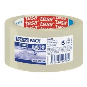 image of tesa Strong PP Packaging Tape 50mmx66m Transparent 57167 Pack 6