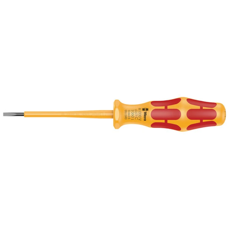 Image of Wera 1060I Kraftform VDE Insulated Slotted Screwdriver 1060 i VDE Tip Size: 2.5mm