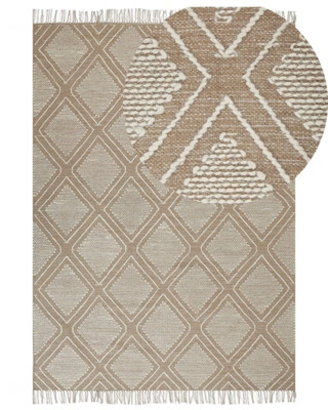 Image of Beliani Rug Kacem Beige 160 X 230 Cm Cotton