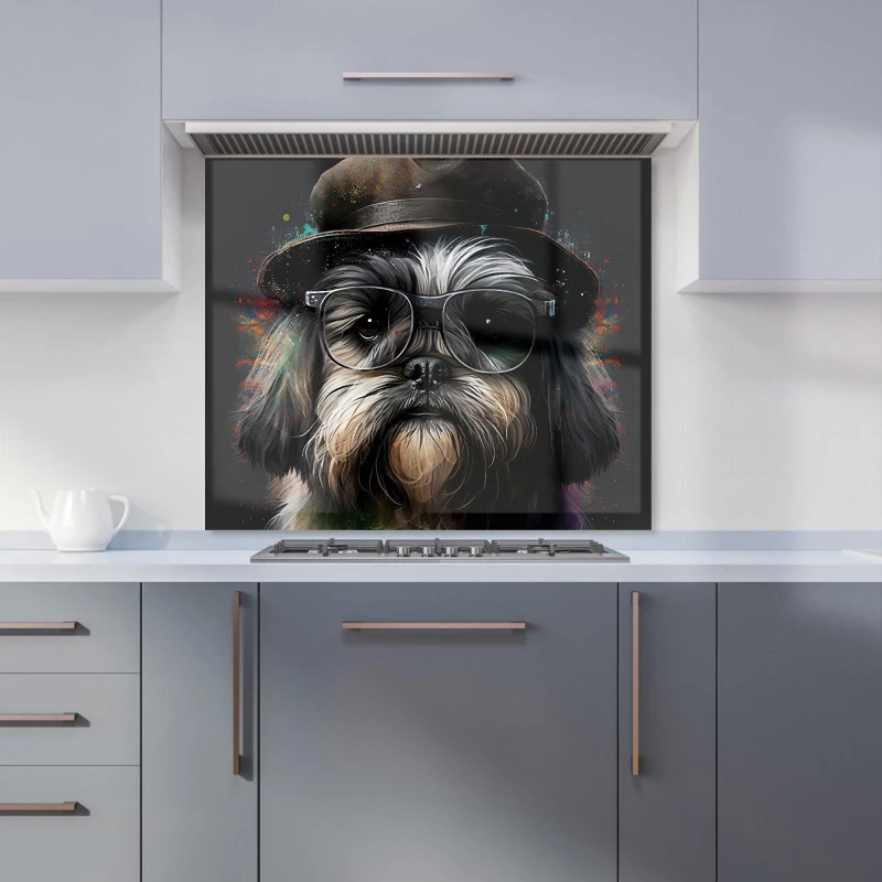 Image of Warren Reed - Designer Lhasa Apso Dog Splashart Kitchen Splashback Size: 600mm x 750mm Multicolor Unisex 600mm x 750mm