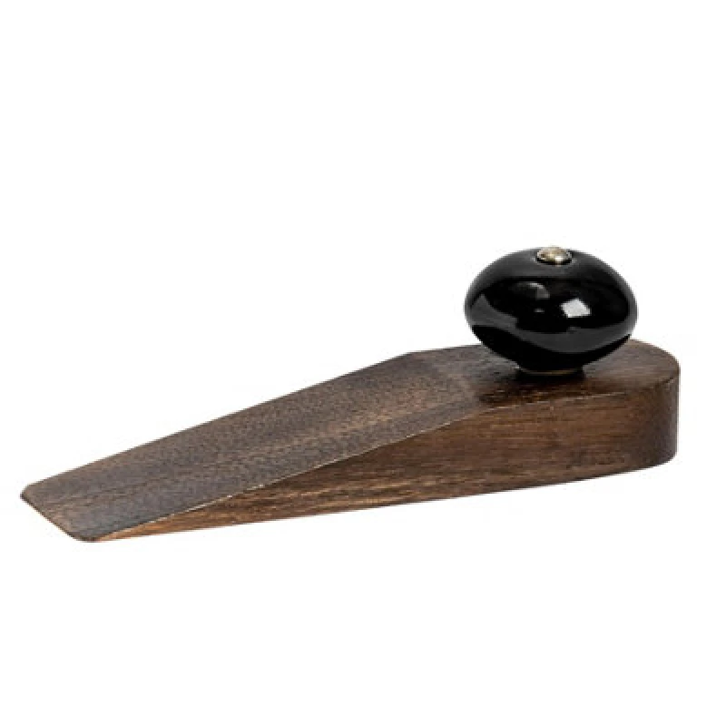 Image of Nicola Spring Traditional Vintage Wooden Door Wedge Stop Black