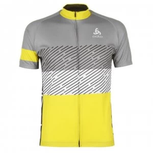 image of Odlo Mens Active Short Sleeve Cycling Jersey - Grey/Yellow