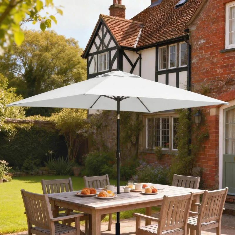 Image of OUTSUNNY Garden Parasol, Outdoor Umbrella with Tilt Function, Cream White Size: 3m x 2m White Unisex 3m x 2m