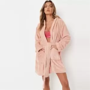 Missguided Fluffy Short Robe with Ears - Pink