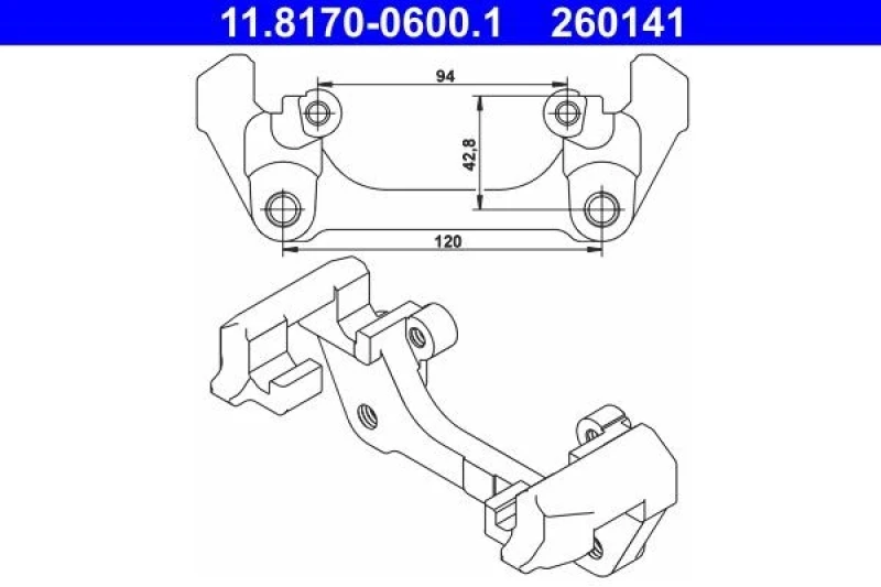 Image of Brake caliper carrier ATE 11.8170-0600.1