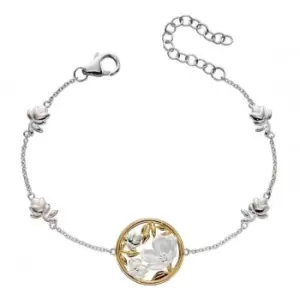 Image of Sterling Silver Cherry Blossom Yellow Gold Plating Bracelet B5232