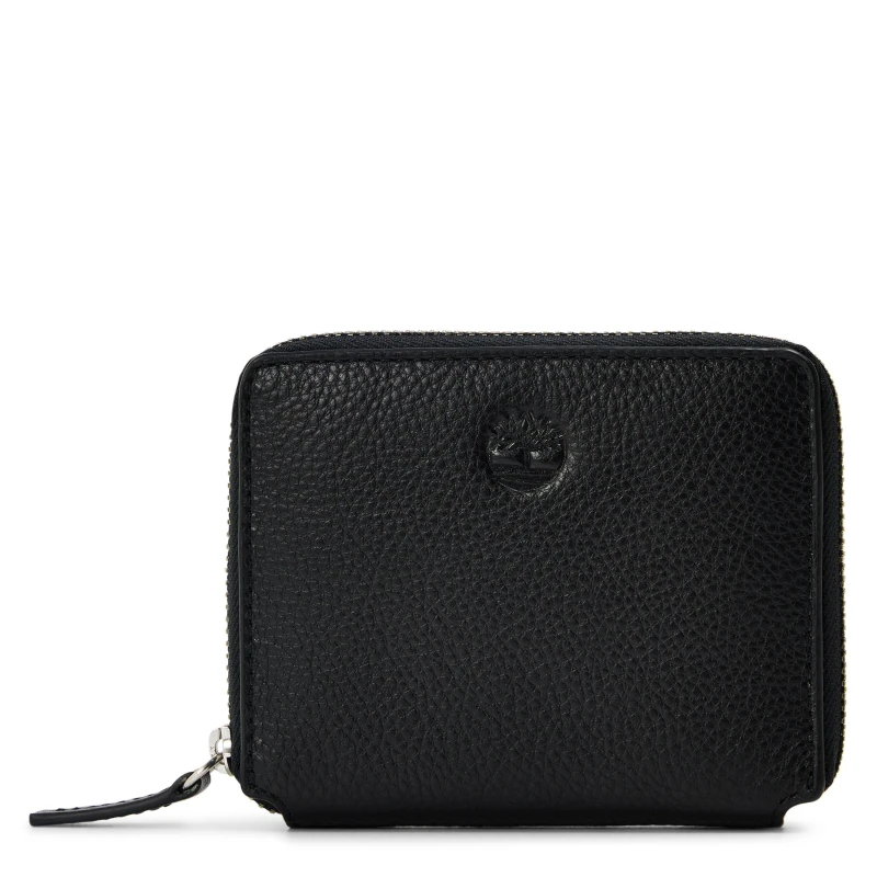 Image of Timberland Squared Zipped Black Billfold Wallet Black unisex One Size