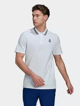 Image of adidas Real Madrid Polo Shirt, White, Size L, Men