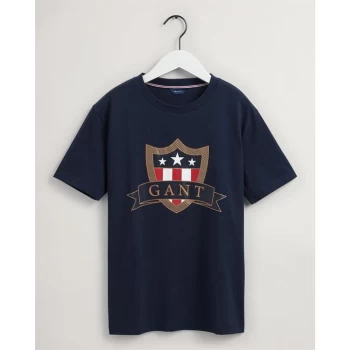 Image of Gant Gant Banner Shield T Shirt Junior - Eve Blue 433