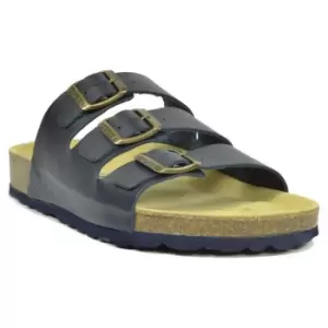 image of Sanosan Mens Lisbon Leather Sandals (11 UK) (Navy)