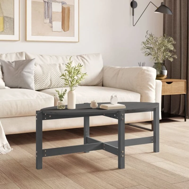 Image of Vidaxl Coffee Table Grey 118X63X45cm Solid Wood Pine, Grey 822319