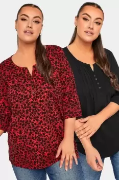 Image of Ditsy Floral Pintuck Henley Tops