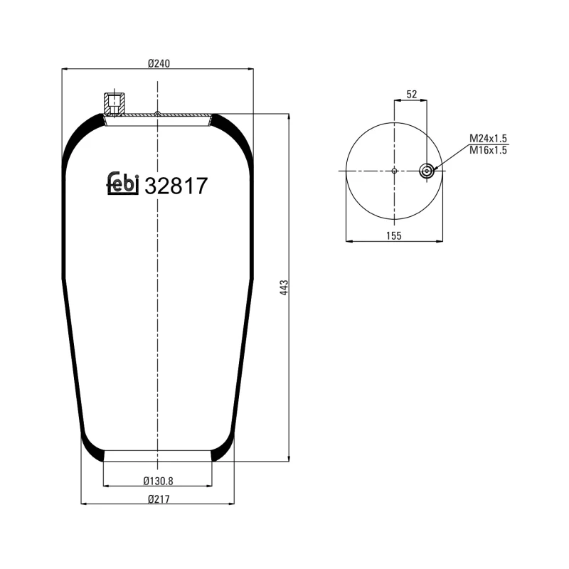 Image of FEBI BILSTEIN 32817 Boot, air suspension Rear Axle Right Boot,air suspension (324)