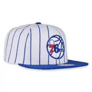 image of Mitchell And Ness Nba Retro Pinstripe Snapback Philadelphia 76Ers Philadelphia Blue Male Headwear HHSS3471-P76YYPPPWHIT