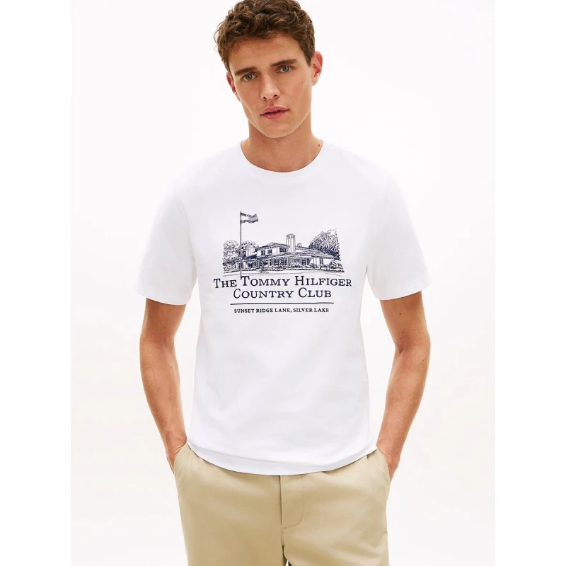 Image of Tommy Hilfiger Crew Neck T-Shirt White Cotton XL