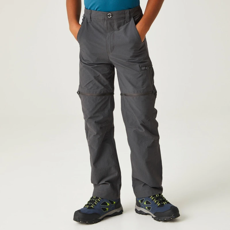 Image of Regatta Junior Highton Zip Off Trousers - Grey Grey C11-C12yrs