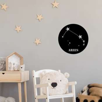 Image of Aries Horoscope - Black Decorative Metal Wall Accessory