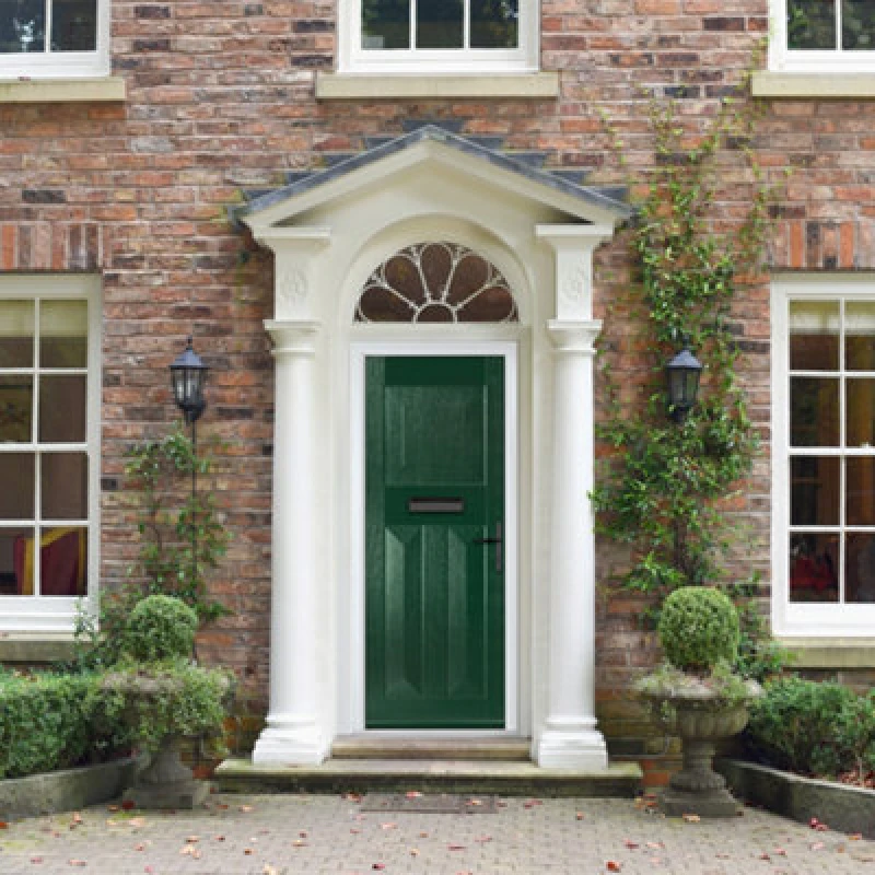 Image of Lacerta Composite Door Eaton Solid Green 920mm X 2090mm Open In Left Hand No Glass 10 Year Guarantee - Free Delivery & Smart Lock