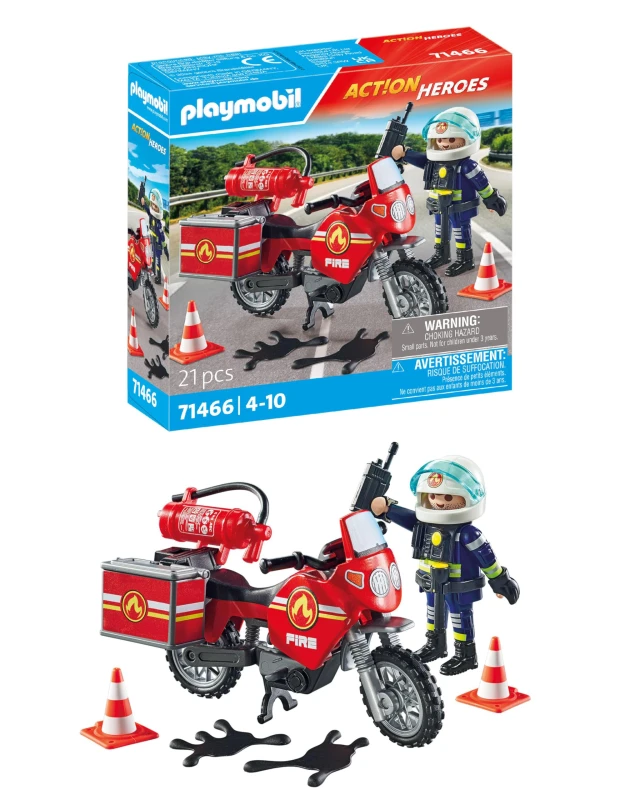 Image of Playmobil 71466 Action Heroes: Motorcycle & Oil Spill