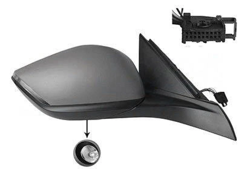 Image of VAN WEZEL 4093818 Wing mirror * HAGUS * Right, with temperature sensor, primed Outside Mirror (50)
