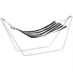 image of Hammock with Metal Frame Cream/Black 200x80cm