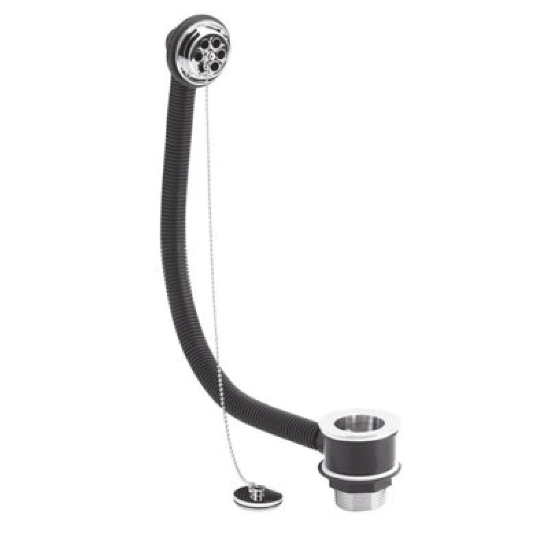 Image of Balterley Bath Waste with Overflow Brass Plug Ball Chain for Baths up to 5mm Silver unisex