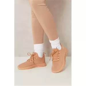 Image of I Saw It First Brown Knit Lace Up Trainers - Brown