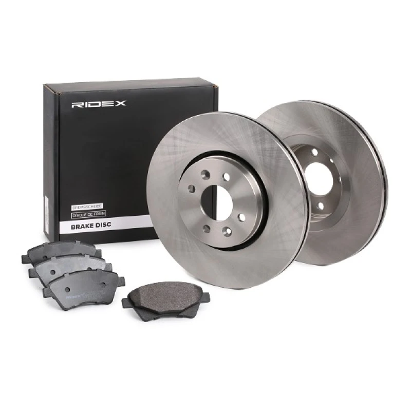 Image of RIDEX 3405B0099 Brake disc and pads set Front Axle, Brake Disc Type: Vented Brake Set,disc brakes (3405)