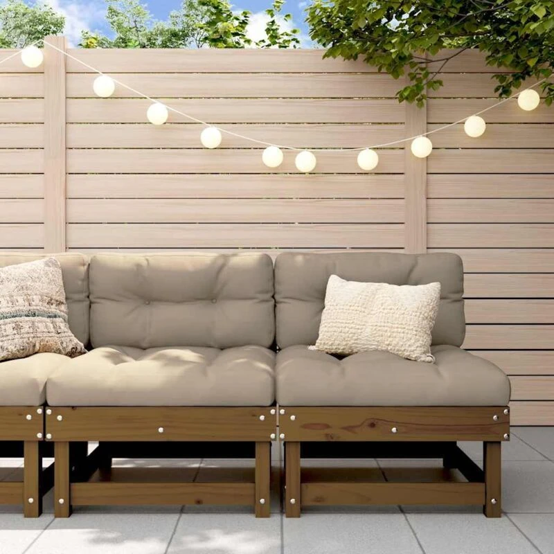 Image of VIDAXL Middle Sofas with Cushions 2 pcs Honey Brown Solid Wood Pine Vidaxl 8720845801823