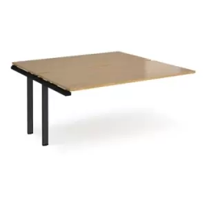 image of Bench Desk Add On 2 Person Rectangular Desks 1600mm Oak Tops With Black Frames 1600mm Depth Adapt