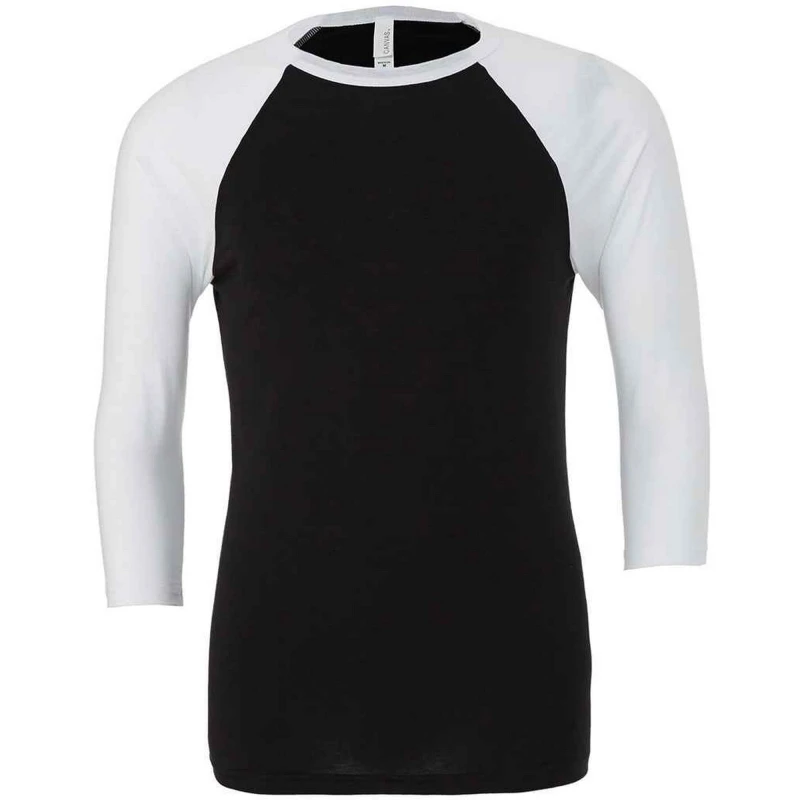 Image of Canvas Mens 3 4 Sleeve Baseball T-Shirt in Black Size: XS Black Male XS