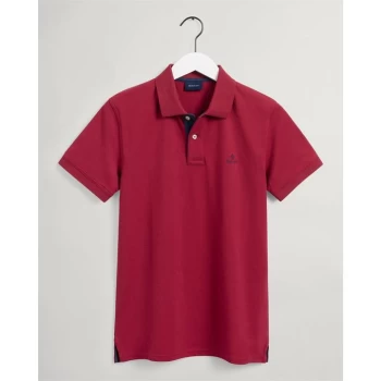 image of Gant Contrast Rugger Polo Shirt - Mahogny Red 617