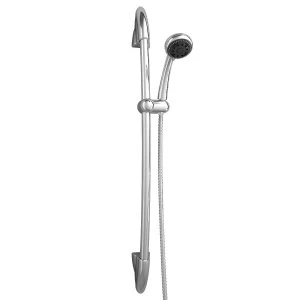 Image of Wickes Curved Three Mode Handset and Riser Rail Kit - Chrome