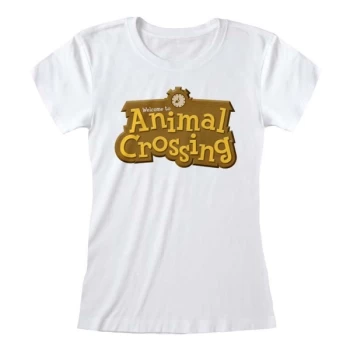 image of Animal Crossing - 3D Logo Womens Large T-Shirt - White