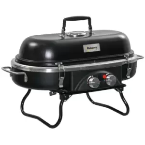 image of Outsunny Foldable 2 Burner Gas BBQ Grill W/ 2 Burners For Camping Picnic Cooking