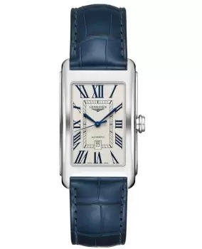 Image of Longines DolceVita Silver Dial Blue Leather Strap Unisex Watch L5.767.4.71.9 L5.767.4.71.9