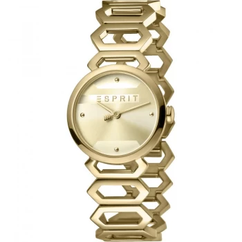 image of Esprit Arc Womens Watch featuring a Stainless Steel, Gold Coloured Strap and Champagne Dial