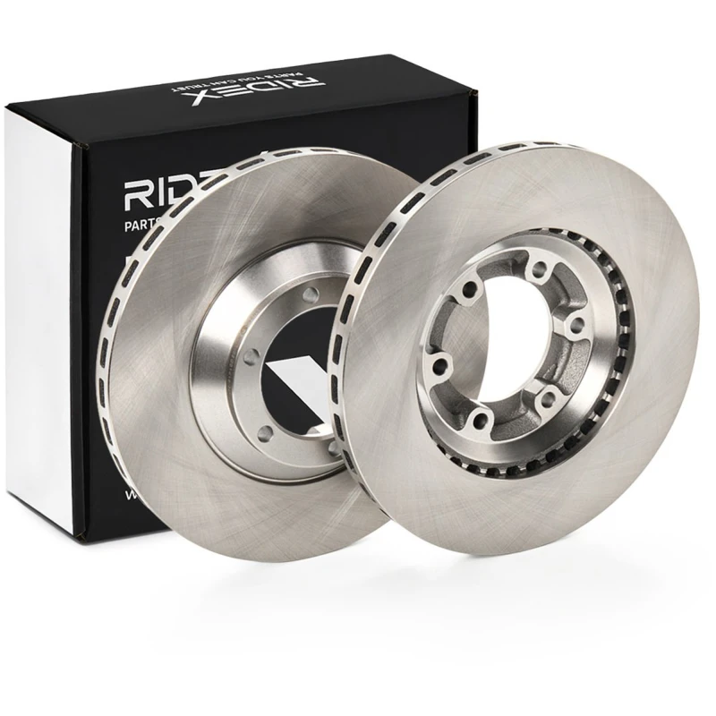 Image of RIDEX 82B0558 Brake disc Front Axle, Vented, Cast Iron, Uncoated, Untreated, without bolts/screws Cast Iron Brake Disc (82)