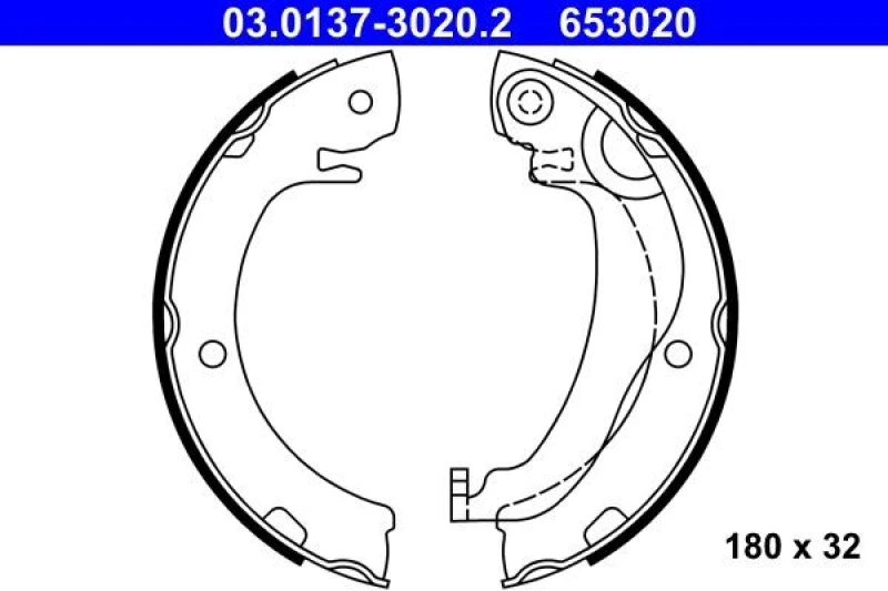 Image of ATE 03.0137-3020.2 Handbrake Shoes with lever Brake Shoe Set,parking brake (1419)