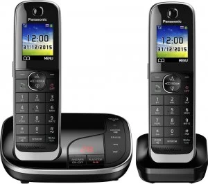 image of Panasonic KX-TGJ322EB Cordless Phone with Answering Machine Twin Handsets